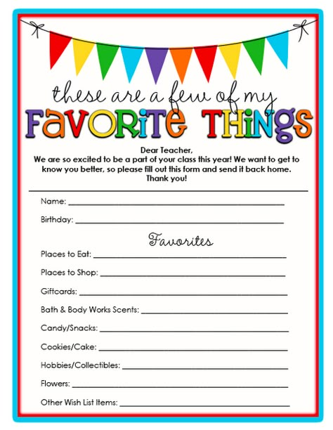 Beginning of the year Room Parent Ideas, Teacher Questionnaire, Class Mom, Sunshine Committee, Teacher Appreciation Gift Ideas, Teacher Treats, Pta Ideas, Week Schedule, Pto Ideas