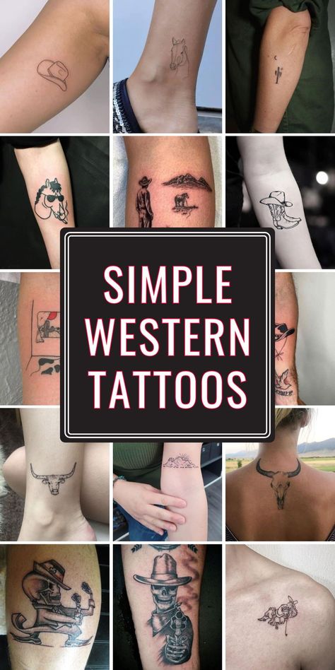 Simple western tattoos with meaning provide a range of cute and stylish options. Discover small designs, including outlines and matching stencils, ideal for the forearm, thigh, or spine. These meaningful tattoos feature symbols like horses and crosses, perfect for both men and women who seek unique ink. Western Tattoos Patchwork, Small Western Finger Tattoos, Western Meaningful Tattoos, Western Flower Tattoos For Women, Meaningful Western Tattoos For Women, Western Name Tattoos, Small Simple Western Tattoos, Simple Western Tattoos Men, Minimal Western Tattoo