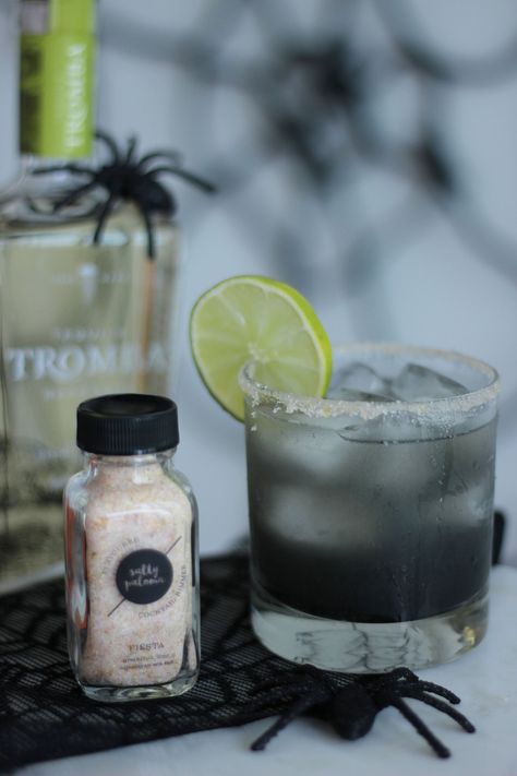 Tequila Tromba black margarita recipe | Salty Paloma | Cocktail Kits, Corporate Gifts & Flavoured Salts Black Margarita Recipe, Black Margarita, Charcoal Lemonade, Margarita Salt, Paloma Cocktail, Spooky Black, Reposado Tequila, Cocktail Kits, Margarita Recipe