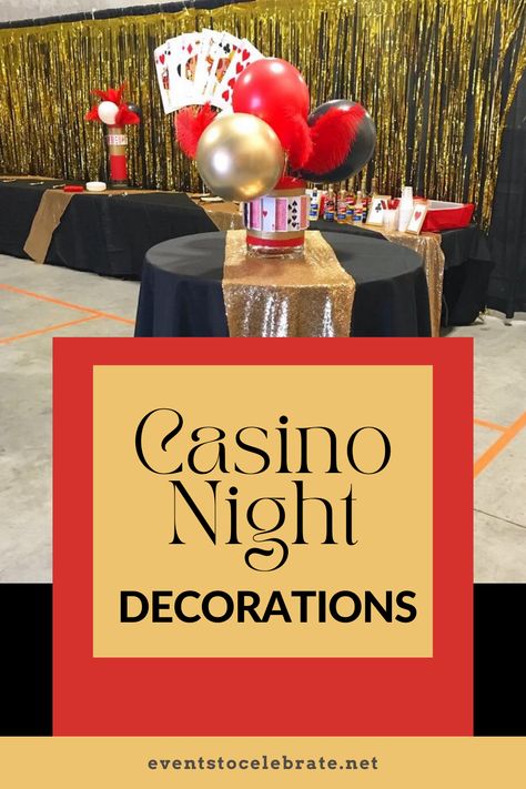 Casino Night Decorations Casino Night Photo Booth, Casino Christmas Party Centerpiece Ideas, Homemade Casino Games, Diy Casino Party Decorations, Corporate Casino Night, Casino Theme Party Decorations Diy Ideas, Casino Night At Home, Casino Night Centerpieces Diy, Casino Office Party