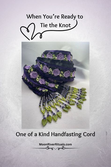 Wedding Ceremony SILK and Satin HANDFASTING Cord, Bridal Belt, 9 ft long, Shades of Purple, Beaded Fringe, One-of-a-Kind, Create an Heirloom Handfasting Cords, Purple Silk, Bridal Belt, Beaded Fringe, Family Heirloom, Tie The Knots, Crystal Pearls, Shades Of Purple, Deep Purple