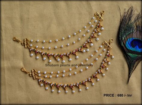 Traditional look ear chains #spjchampaswaral #spjearchain #champaswaralu #spjearaccessories #onegramgoldjewellery #1gmgoldjewellery #weddingjewellery Ear Chain Designs, Ear Chain, Beautiful Love Pictures, Gold Fashion Necklace, Pretty Necklaces, Gold Necklace Designs, Traditional Look, March 21, Bridal Gold Jewellery