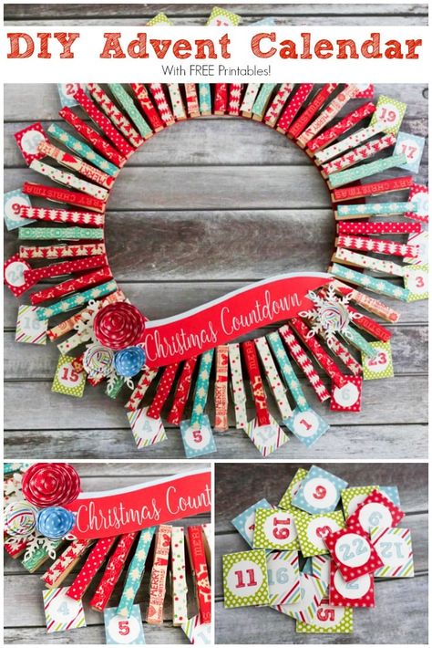 DIY Advent Calendar Wreath Craft Made with Free Printables | Kids Activities Blog Advent Calendar Wreath Diy, Advent Calendar Wreath, Diy Advent Calendar, Wreath Diy, Wreath Crafts, Christmas Countdown, Printables Kids, Kids Activities, Diy Wreath