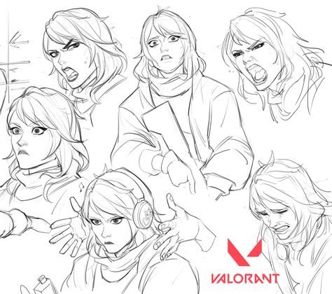 Tb Choi Expression, Expression Sheet Reference, Valorant Animation, Expression Reference Drawing, Valorant Concept Art, Character Design Expressions, Character Expression Sheet, Deadlock Valorant, Expressions Sheet