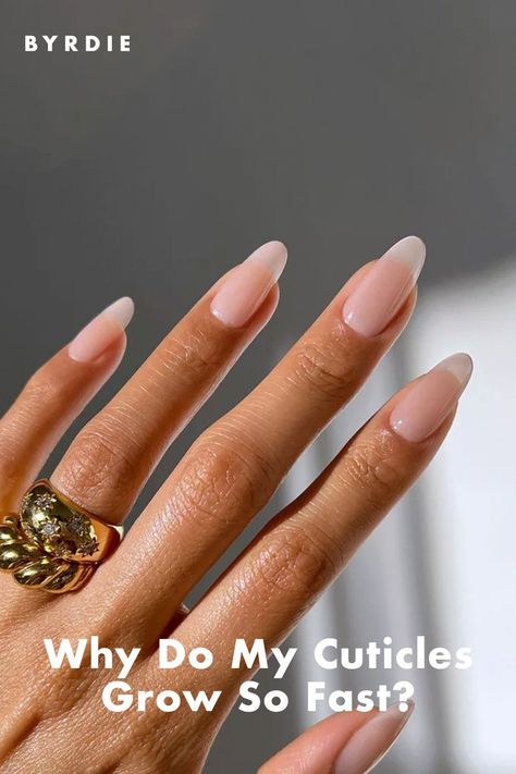 Dealing with overgrown cuticles? Experts weigh in on the causes and how to manage them. Cuticle Oil Benefits, Cuticle Oil Diy, Overgrown Cuticles, Stubby Fingers, Healthy Cuticles, Water Marble Nails, Cuticle Care, Cuticle Remover, Glass Nails