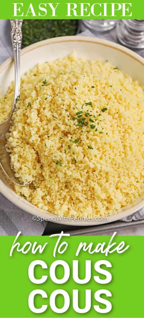 Couscous is a delicious side dish! It can be boiled, baked or prepared in many ways, and is a delicious alternative to pasta. We love using water or broth to cook it, and it only takes 5 minutes! #spendwithpennies #couscous #sidedish #howto Cook Couscous, Pasta Simple, Hot Recipes, Making Couscous, Plain Rice, Meatless Monday Recipes, Couscous Recipes, How To Cook Asparagus, Cous Cous