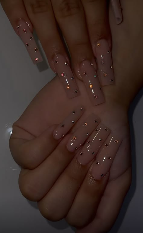 Champagne Nails, Long Nail Designs, Girly Acrylic, Beige Nails, Girly Acrylic Nails, Cute Acrylic Nail Designs, Long Acrylic Nails Coffin, Sparkle Nails, Long Square Acrylic Nails