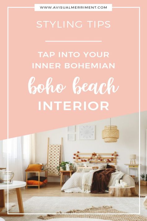 How to Tap into Your Inner Bohemian with a Beach Boho Interior | A Visual Merriment Bedroom Side Table Ideas, Romantic Interior Design, Coastal Guest Bedroom, Beachy Boho Bedroom, Lounge Room Styling, Be Feminine, Bohemian Interiors, Boho Office, Beach Interior