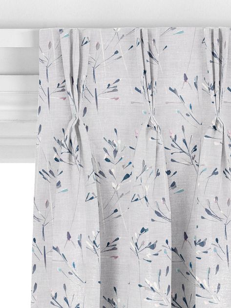 John Lewis & Partners Nerine Made to Measure Curtains, Blue/Grey at John Lewis & Partners Curtains Blue, Measuring Curtains, Curtain Headings, Curtains Width, Loft Bedroom, Curtain Track, Pleated Curtains, Roman Blind, Pencil Pleat