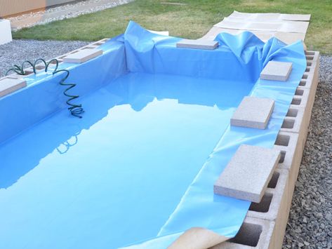 Above Ground Cocktail Pool, Diy Wading Pool, Cinder Block Pool, Diy Plunge Pool, Diy Pools, Shallow Pool, Cocktail Pool, Stock Tank Pool Diy, Swimming Pool Pond