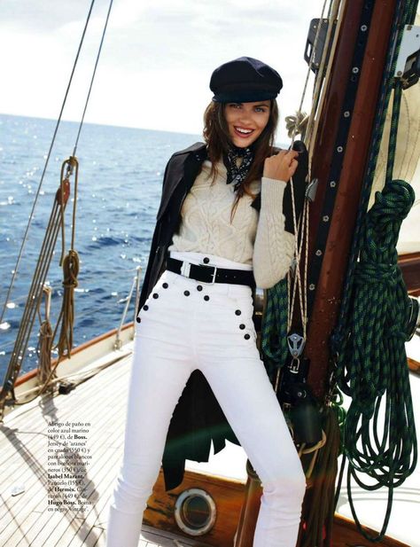 Duchess Dior: "At Full Sail" Anja Voskresens for ELLE Spain November 2015 Sailing Style, Elle Spain, Full Sail, Visual Notes, Bachelorette Outfits, Boating Outfit, Sailor Fashion, Sailing Outfit, Nautical Fashion