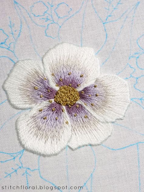 Finish Embroidery, Sulaman Pita, Crewel Embroidery Kits, Embroidery Stitching, Embroidery Stitches Tutorial, Hand Embroidery Flowers, Pola Sulam, Brazilian Embroidery, Embroidery Flowers Pattern