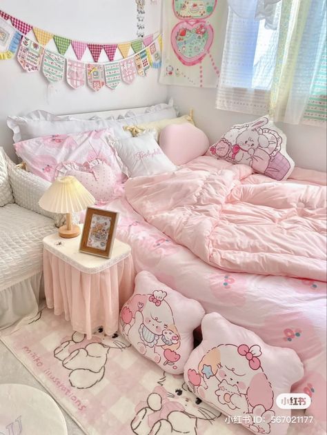 Pink Bedroom Design, Pink Dorm, Kawaii Bedroom, Otaku Room, Pink Room Decor, Cute Bedroom Ideas, Bedroom Decor Design, Cute Bedroom Decor, Pretty Room