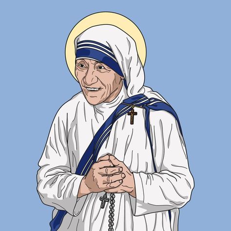 Saint Mother Teresa of Calcutta Colored Vector Illustration Mother Theresa Picture, Mother Teresa Art, Catholic Orders, Saint Teresa Of Calcutta, Catholic Pictures, Saint Teresa, Mother Teresa, Catholic Art, Color Vector