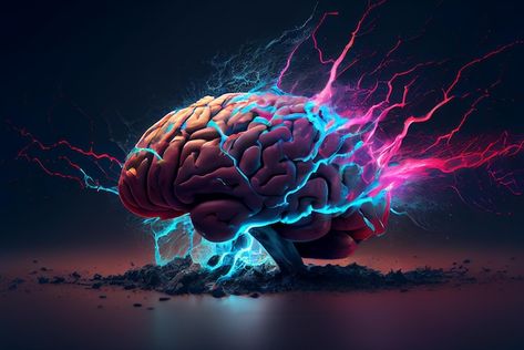 Brain Pictures Art, Brain Emoji, Mind Explosion, Brain Explosion, Brain Aesthetic, Brain Creative, Colorful Lightning, Brain Pictures, Brain Thinking