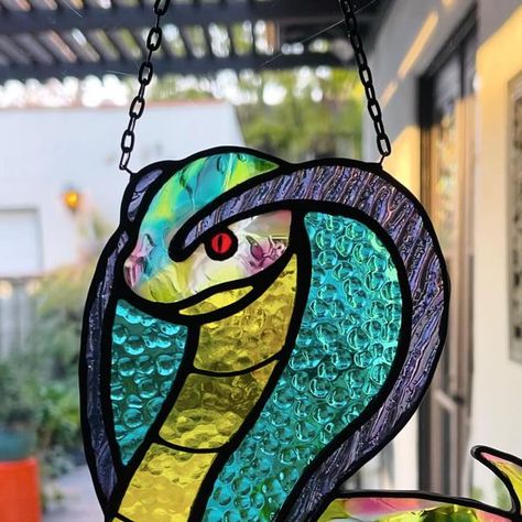 Stained Glass Snake, Snake Puns, Mini Altar, A Snake, Stained Glass Windows, Snakes, Glass Window, Puns, Art Glass