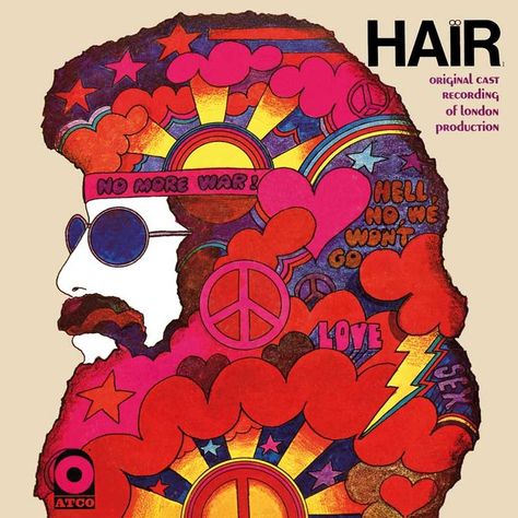 Soundtrack to the musical Hair, cover art: Stanisław Zagórski 70's Art, 60s Art, 70s Design, Art Hippie, Music Album Covers, Record Covers, Judas Priest, Miles Davis, Rock Posters