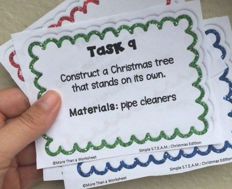 Christmas STEM task cards Christmas Stem Activities, Stem Bins, Stem Club, Steam Ideas, Teaching Stem, Christmas Stem, Christmas In The Classroom, Stem Activities For Kids, Stem Classroom