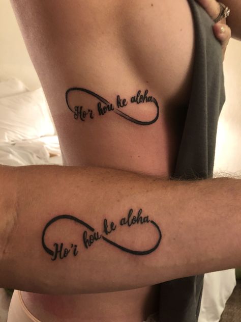 Couples tattoos - Hawaiian Infinity “falling in love all over again” Hawaiian Infinity Tattoo, Hawaiian Love Tattoo, Hawaiian Wedding Tattoo, Hawaii Couple Tattoos, Hawaiian Couple Tattoos, Couple Tattoos Infinity, Infinite Love Tattoo, Disney Couple Tattoos, Girlfriend Tattoos