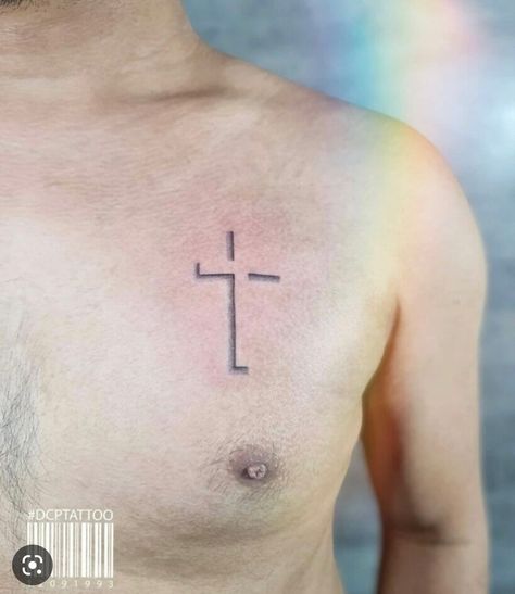 3 Crosses Tattoo Men Chest, Cross Chest Tattoo, 888 Tattoo, Cross Tattoos For Men, Unique Tattoos Black Women, Tattoo Ribs, 2023 Pedicure, 3 Crosses, Simple Cross Tattoo