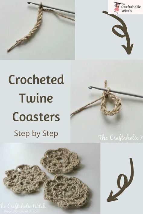 Twine Coasters Crochet Twine, Table Surface, Craft Tutorials, Drink Coasters, You Really, Twine, Fun Crafts, Crafts To Make, Crochet Projects