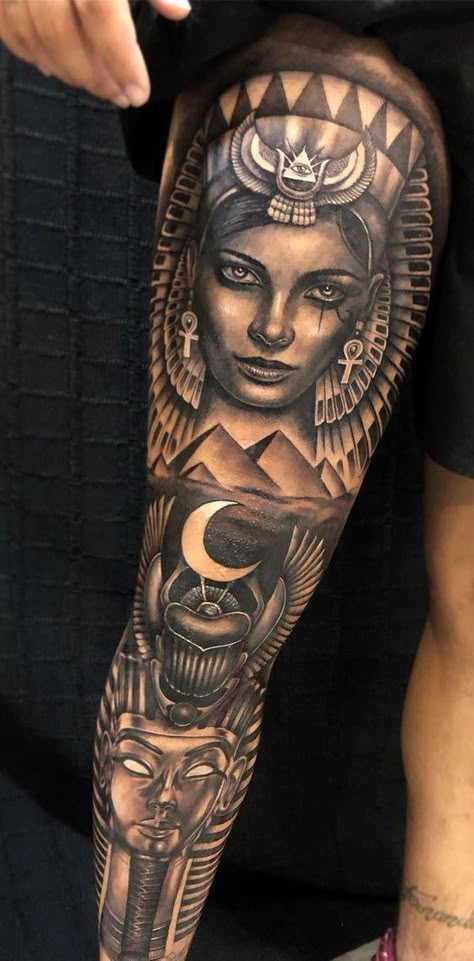 Kurt Tattoo, Egypt Tattoo Design, Model Tattoos, Egyptian Tattoo Sleeve, Full Leg Tattoos, Aztec Tattoo Designs, Ancient Tattoo, Egypt Tattoo, Tattoo Inspiration Men