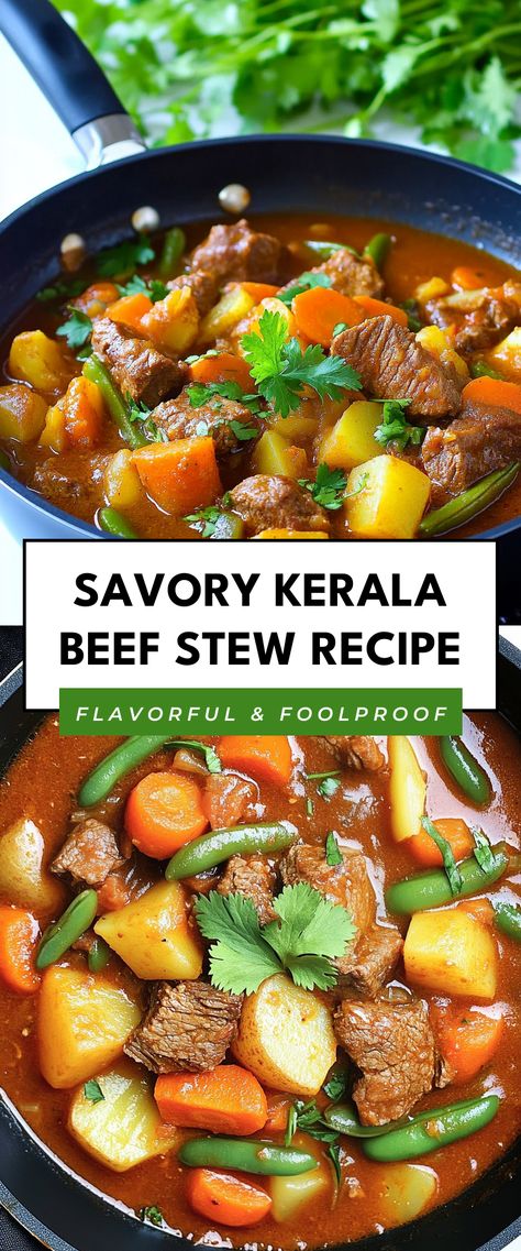 Image for Savory Kerala Beef Stew Recipe Kerala Stew Recipe, Garlic Broth, Stews Recipes, Cozy Dinners, Indian Dinner, Spicy Beef, Vegetable Puree, Beef Chuck, Beef Stew Recipe