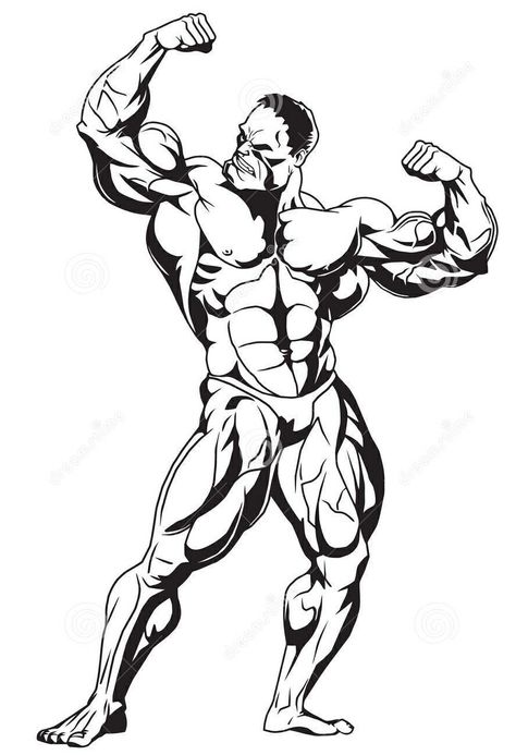 Body Builder Drawing, Human Drawings, Paint Shirt, Cute Blue Wallpaper, Dragon Ball Art Goku, Paint Shirts, Motivation Poster, Human Drawing, Body Builder