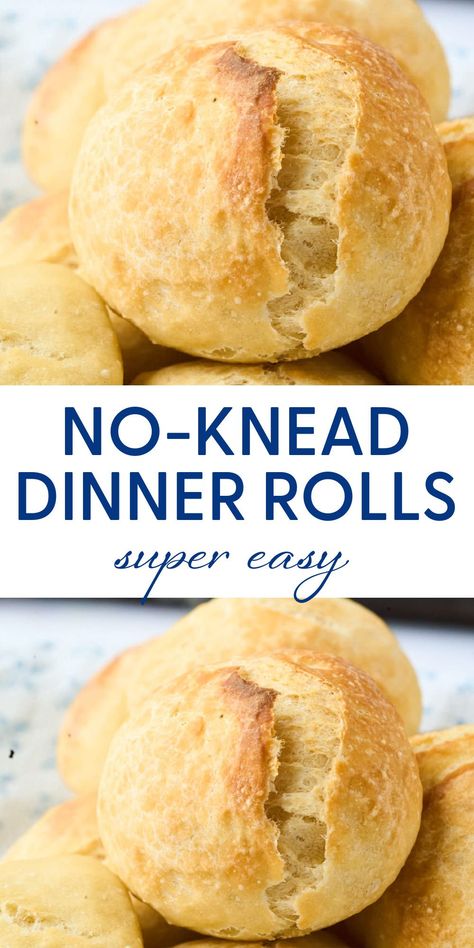 No Knead Dinner Rolls {Super Easy} No Knead Dinner Rolls Easy Recipes, No Knead Crusty Rolls, Easy No Knead Yeast Rolls, Overnight No Knead Bread Recipe, No Knead Hoagie Rolls, No Knead Sandwich Rolls, Crusty Dinner Rolls Recipe, No Knead Rolls Easy, Easy Rolls Recipe Quick