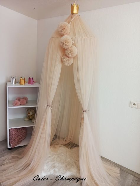 Girls Reading Nook, Canopy Nursery, Baby Crib Canopy, Room Canopy, Tulle Canopy, Play Canopy, Princess Room Decor, Soft Tulle Veil, Nursery Canopy