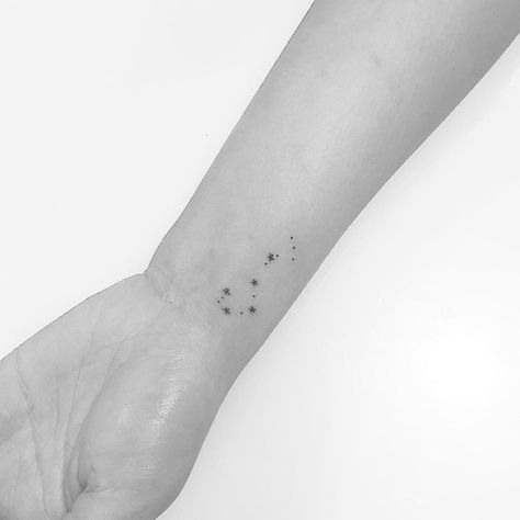 c/s Jon Boy p/v on Instagram: “♏️⭐️ #jonboytattoo” Scorpio Tattoo Ideas Unique, Scorpio Tattoo On Wrist, Constellation Wrist Tattoo, Pleiades Tattoo Constellations, Scorpio Constellation Tattoo Behind Ear, Pleiades Constellation Tattoo, Scorpio Tattoo Wrist, Constellation Tattoo Placement, Pleiades Tattoo