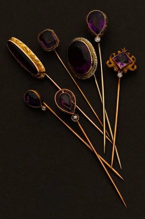 Bijoux Art Nouveau, Amethyst Gold, Vintage Hats, Stick Pins, Hair Combs, Hat Pins, Vintage Jewellery, Men's Jewelry, Hats Vintage