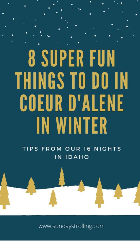 Winter is a magical time of the year to visit this lovely lake town. We compiled a list of 8 of our favorite things to do over our 16 nights in Coeur d'Alene. Couer Dalene Idaho Winter, Couer Dalene Idaho, Christmas Travel Destinations, Coeur D'alene Idaho, Winter Hacks, Winter Hiking, Coeur D'alene, Winter Dog, City Beach