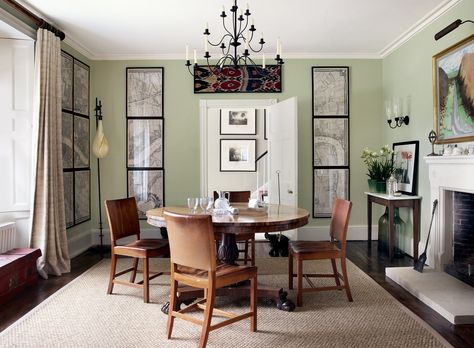 Sarah Graham, 18th Century House, Foyer Dining Room, Palmer House, Rosewood Table, French Sofa, Kaare Klint, Green Ground, Farrow And Ball