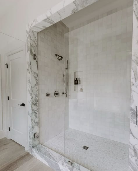 @blackbirchhomes Tile Zellige, Master Shower, Flat Apartment, Master Bath Remodel, Zellige Tile, Bathroom Shower Tile, Bathroom Inspiration Decor, Upstairs Bathrooms, Marble Bathroom