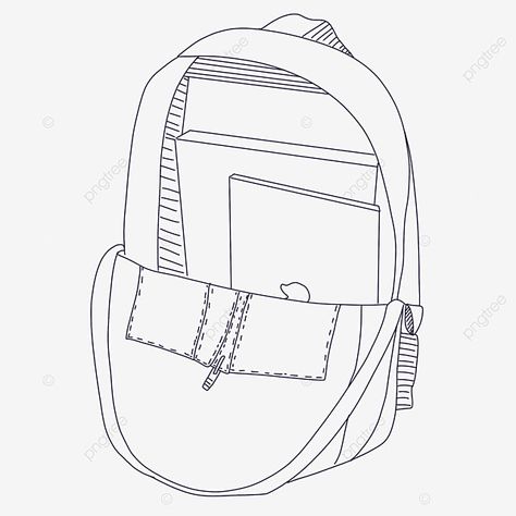 Open Backpack Drawing Reference, Open Bag Drawing, Open Backpack Drawing, Backpack Drawing Reference, Bag Drawing Sketch, Bag Clipart, Backpack Drawing, Bag Drawing, Drawing Black And White