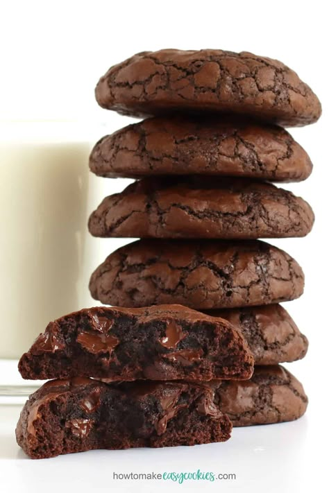 brownie mix cookies - howtomakeeasycookies.com Best Brownie Mix, Ghirardelli Brownie Mix, Hot Chocolate Brownies, Chocolate Chunk Brownies, Brownie Mix Cookies, Double Chocolate Brownies, Chocolate Brownie Cookies, Chocolate Chip Brownies, Cookie Brownie Recipe