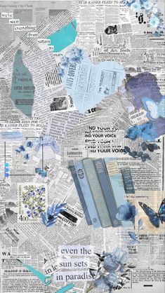 Blue Aesthetic For Scrapbook, Blue Aesthetic Wallpaper Scrapbook, Scrapbook Cover Design Printables, Blue Aesthetic Stickers Printable Vintage, News Paper Background Aesthetic, Blue Scrapbook Background, Blue Paper Aesthetic, Blue Aesthetic Paper, Blue Design For Scrapbook