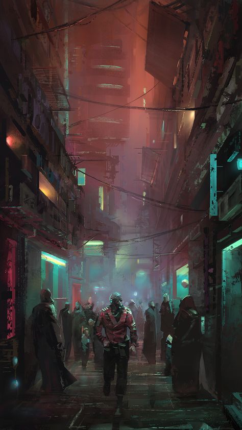 Cyberpunk environment concept/study // No photobashing or overpaint, MIhail Spil-Haufter on ArtStation at https://www.artstation.com/artwork/2xVGvJ Futuristic Dystopian Aesthetic, Cyberpunk Street, Ville Cyberpunk, Dystopian Art, Dystopian Aesthetic, Cyberpunk Rpg, Sci Fi City, Bg Design, New Retro Wave