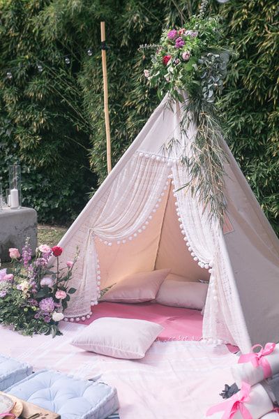 Fairy Teepee Party, Tent Garden Party, Outdoor Teepee, Boho Teepee, Teepee Party, Summer Garden Party, Picnic Ideas, Garden Party Wedding, Beautiful Backyards