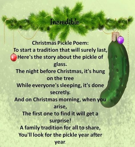 Christmas Pickle Printable, Christmas Pickle Tradition, Christmas Legends, German Christmas Traditions, December Ideas, Christmas Pickle, Christmas Scavenger Hunt, Christmas Prayer, Christmas Stories