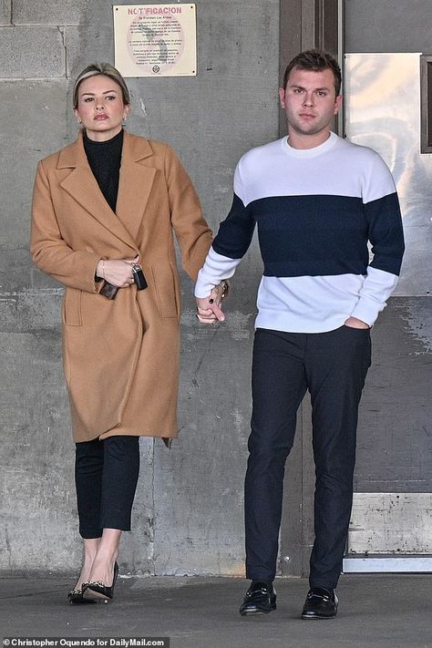 Emmy Medders, The Chrisleys, Long Camel Coat, Black Cadillac, Black Pant Suit, Black Turtle Neck, Teddy Bear Coat, Brown Teddy Bear, Step Sister