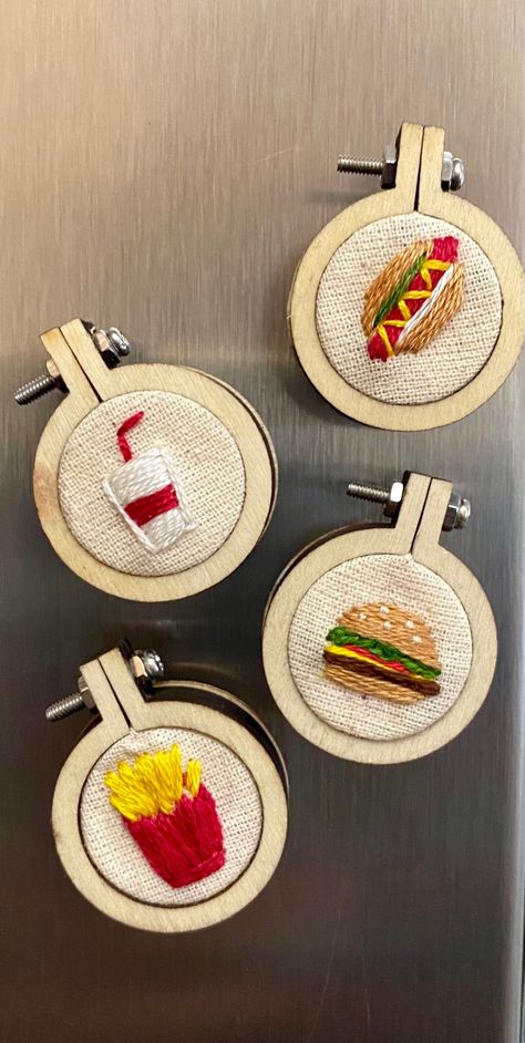 Hot Dog Embroidery, Fast Food Decor, Mini Hoop Embroidery, Burger Store, Embroidery Journal, Newbury Park, Fast Food Items, Food Icon, Dog Embroidery