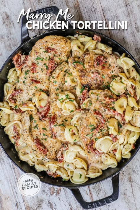 Chicken Thigh Tortellini Recipes, Chicken Thigh And Tortellini, Merry Me Chicken And Tortellini, Sunday Night Casserole, Cheesy Marry Me Chicken Tortellini, Mary Me Chicken Recipe Easy, Marry Me Chicken With Tortellini, Mary Me Chicken Tortellini, Tortellini Chicken