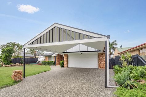 Carport 1 Metal Carport Ideas Attached To House, Gable Carport, Carport Connected To House, Carport In Front Of Garage, Extended Carport Off Garage, Carport Ideas Australia, Dutch Gable Roof, 2 Car Carport Dimensions, 1960 House