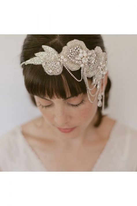 Wedding Veil Alternatives Guaranteed To Turn Heads -Beau-coup Blog Beach Wedding Tiara, Vintage Veils Bridal, Luxury Headbands, Pearl Bridal Headband, Flapper Headband, Bridal Hair Jewelry, Gatsby Wedding, Head Bands, Beaded Wedding