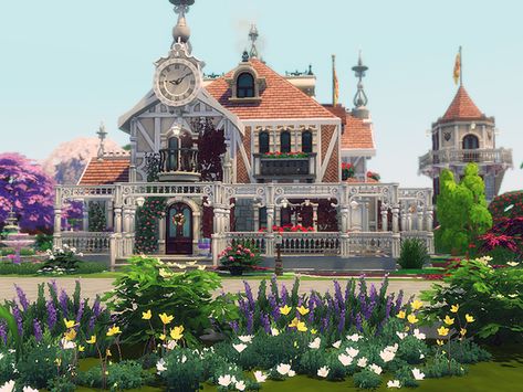 Sims 4 Alice In Wonderland, Disney Princess Challenge, Casas The Sims 4, Sims Building, Sims 4 Build, Sims 4 Houses, Elegant Living, House Room, Sims House