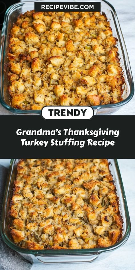 Want to elevate your Christmas dinner with a touch of nostalgia? Grandma’s Thanksgiving Turkey Stuffing Recipe is just what you need for a heartwarming holiday meal. Make sure to save this recipe for a festive twist that your family will love at this year's Christmas dinner! Easy Turkey Dinner Recipes Thanksgiving, Stuffing With Bacon Thanksgiving, Thanksgiving Food Main Dish, How To Cook A Turkey With Stuffing, Grandma’s Thanksgiving Stuffing Recipe, Thanksgiving Turkey Stuffing Recipes, Turkey Dinner Christmas, Mushroom Dressing Thanksgiving, Thanksgiving Protein Not Turkey