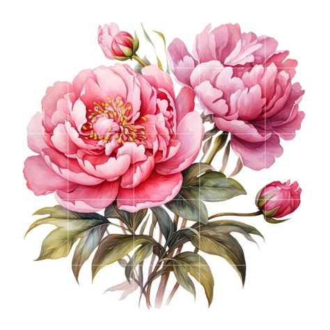 Watercolour Delightful Peony Flowers Peony Illustration 5 - Etsy Peony Clipart, Peony Art, Watercolor Peonies, Floral Rosa, Personalized Greeting Cards, Wonderful Picture, Pink Peony, Watercolor Flower, Design Lab