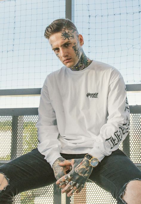 Our stay cold apparel longsleeve in white has a great sleeveprint sayinh humanity is the devil Stay Cold Apparel, Facial Tattoos, Grunge Outfit, Aesthetic Grunge Outfit, Face Tattoos, Stay Cold, Aesthetic Grunge, The Devil, Grunge Outfits